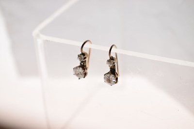 Lot 60 - Pair of early 20th century diamond drop earrings