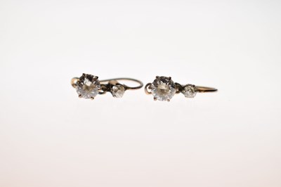 Lot 60 - Pair of early 20th century diamond drop earrings