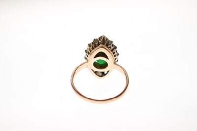 Lot 27 - Chinese jade and diamond marquise rose gold cluster ring