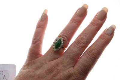 Lot 27 - Chinese jade and diamond marquise rose gold cluster ring