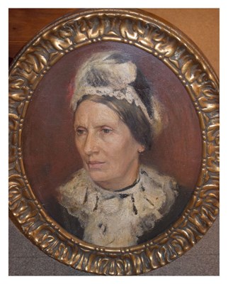 Lot 737 - Oval oil on canvas portrait and others