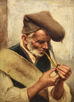 Lot 400 - Raffaele Frigerio (Italian, 1875-1948) - Oil on canvas - 'Neapolitan Fisherman'