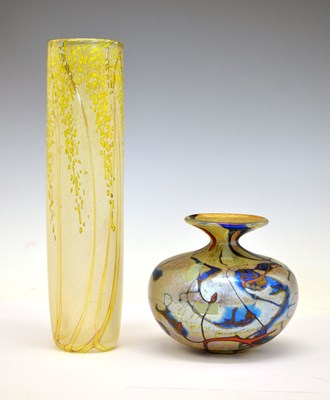 Lot 442 - Carin Von Drehle - Contemporary studio glass vase of cylindrical form, together an ovoid vase with flared neck