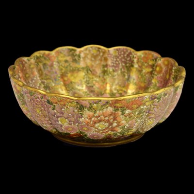 Lot 344 - Japanese Satsuma Thousand Flowers pattern lobed bowl