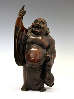 Lot 354 - Japanese cast bronze figure of Hotei