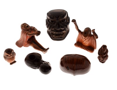 Lot 356 - Group of six Japanese carved netsuke