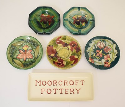 Lot 638 - Moorcroft - Two pin dishes, collectors tray, etc