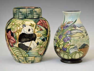 Lot 622 - Moorcroft - 'Giant Panda' ginger jar, etc