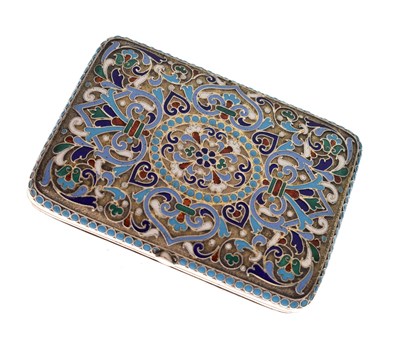 Lot 169 - Late 19th century Russian white metal and cloisonné enamel cigarette case