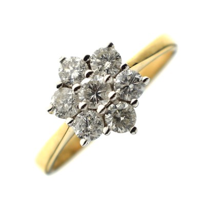 Lot 13 - Diamond flower head 18ct yellow and white gold set cluster ring