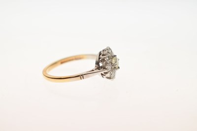 Lot 14 - Diamond 18ct yellow gold and white gold set cluster ring