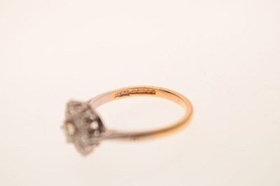 Lot 14 - Diamond 18ct yellow gold and white gold set cluster ring