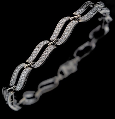 Lot 53 - Diamond 18ct white gold panel bracelet