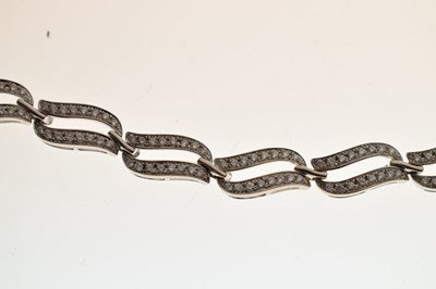 Lot 53 - Diamond 18ct white gold panel bracelet