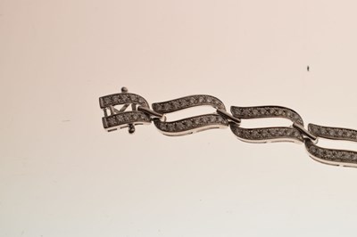 Lot 53 - Diamond 18ct white gold panel bracelet
