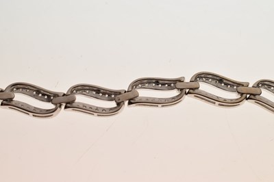 Lot 53 - Diamond 18ct white gold panel bracelet