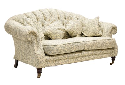 Lot 507 - Deep-buttoned settee covered in William Morris 'Acorn' fabric