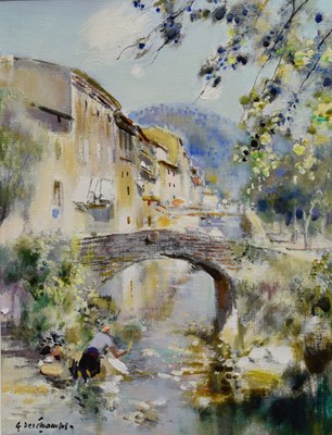 Lot 425 - Gabriel Deschamps (French, 1919-2011) - Oil on canvas - French river scene
