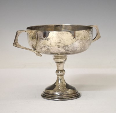 Lot 144 - George V silver two-handled presentation pedestal trophy cup or bowl