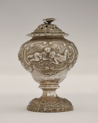 Lot 110 - George III silver spice or pounce pot