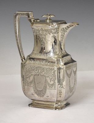 Lot 163 - Late Victorian silver coffee pot of shaped rectangular form