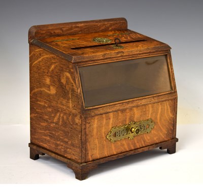 Lot 262 - Late Victorian brass mounted oak 'Estate' letter and book post box