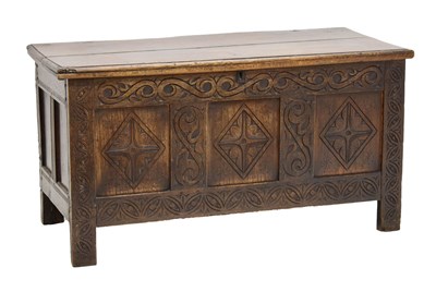 Lot 768 - Early 18th century oak carved coffer
