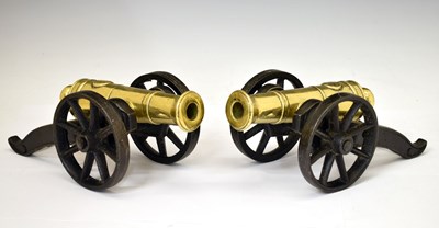 Lot 249 - Pair of iron and cast alloy table or 'folly' cannon, circa 1900