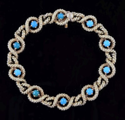 Lot 114 - Cartier, a turquoise set gold bracelet