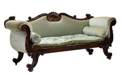 Lot 508 - William IV mahogany double-scroll end sofa