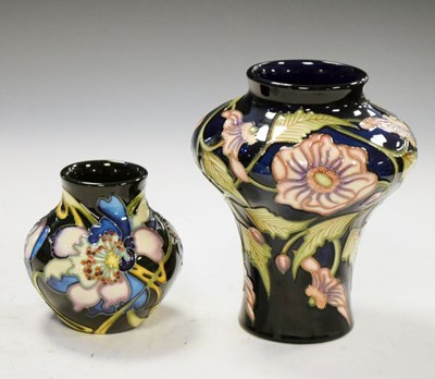 Lot 387 - Moorcroft 'Little Rose' pattern trial vase, and 'Night Time Rose' pattern vase (2)