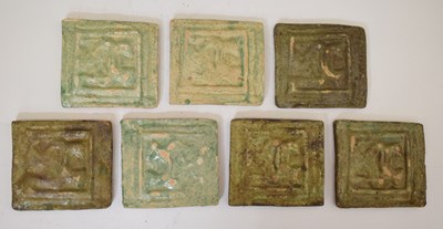 Lot 673 - Seven Chinese green glazed terracotta tiles