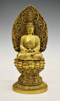 Lot 337 - Sino Tibetan bronze Amida Buddha