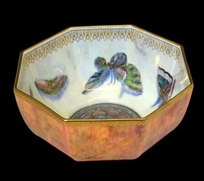 Lot 310 - Wedgwood ‘butterfly’ lustre octagonal bowl