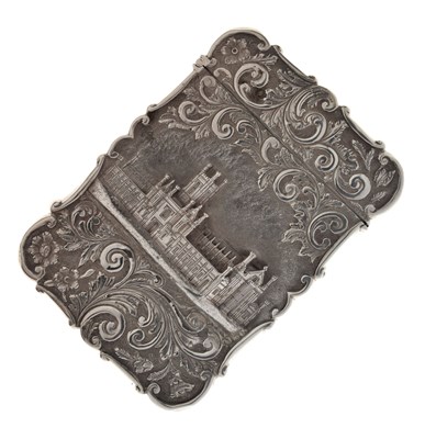Lot 111 - Victorian silver 'castle-top' card case - Cheltenham College, Gloucestershire