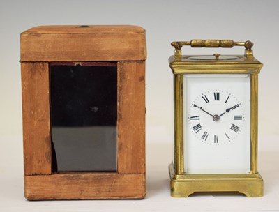 Lot 755 - Early 20th century French brass case repeater carriage clock