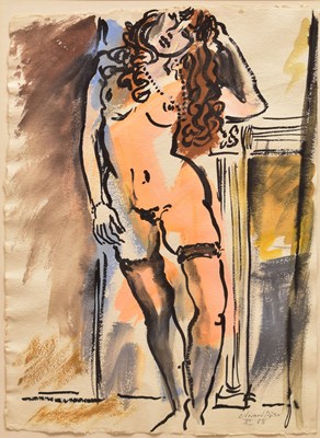 Lot 417 - Edward Piper (British, 1938-1990) - Watercolour - Female nude study