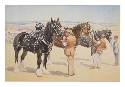 Lot 724 - John McWilliam (20th century) - Watercolour - Heavy Horses