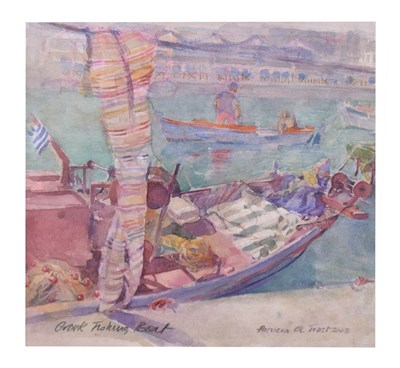 Lot 714 - Patricia Frost (Modern) - Watercolour - 'Greek Fishing Boat'