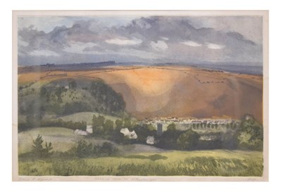 Lot 717 - Patricia A Regnart (Modern) - Artist's Proof print - 'Looking Down on Withington, Glos'