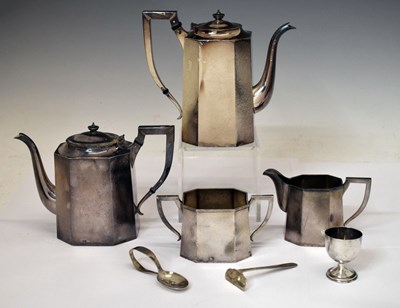 Lot 172 - Early 20th century Japanese white-metal four-piece tea set, etc