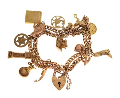 Lot 201 - 9ct gold charm bracelet