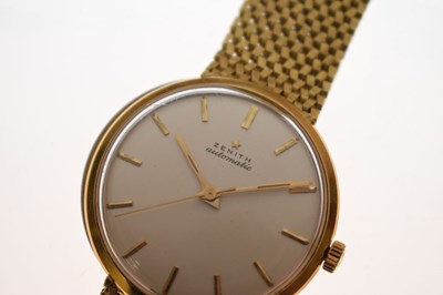 Lot 94 - Zenith - Gentleman's 18ct gold cased bracelet watch, circa 1957