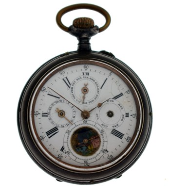 Lot 105 - Early 19th century Cyrillic market base metal cased pocket watch