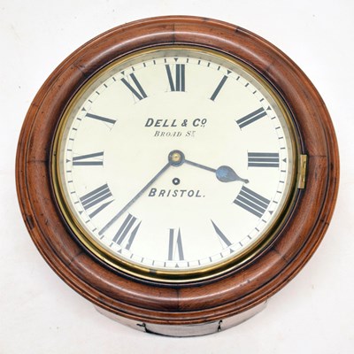 Lot 759 - Early 20th century mahogany framed single fusee circular wall clock