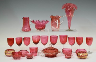 Lot 576 - Assorted cranberry glass