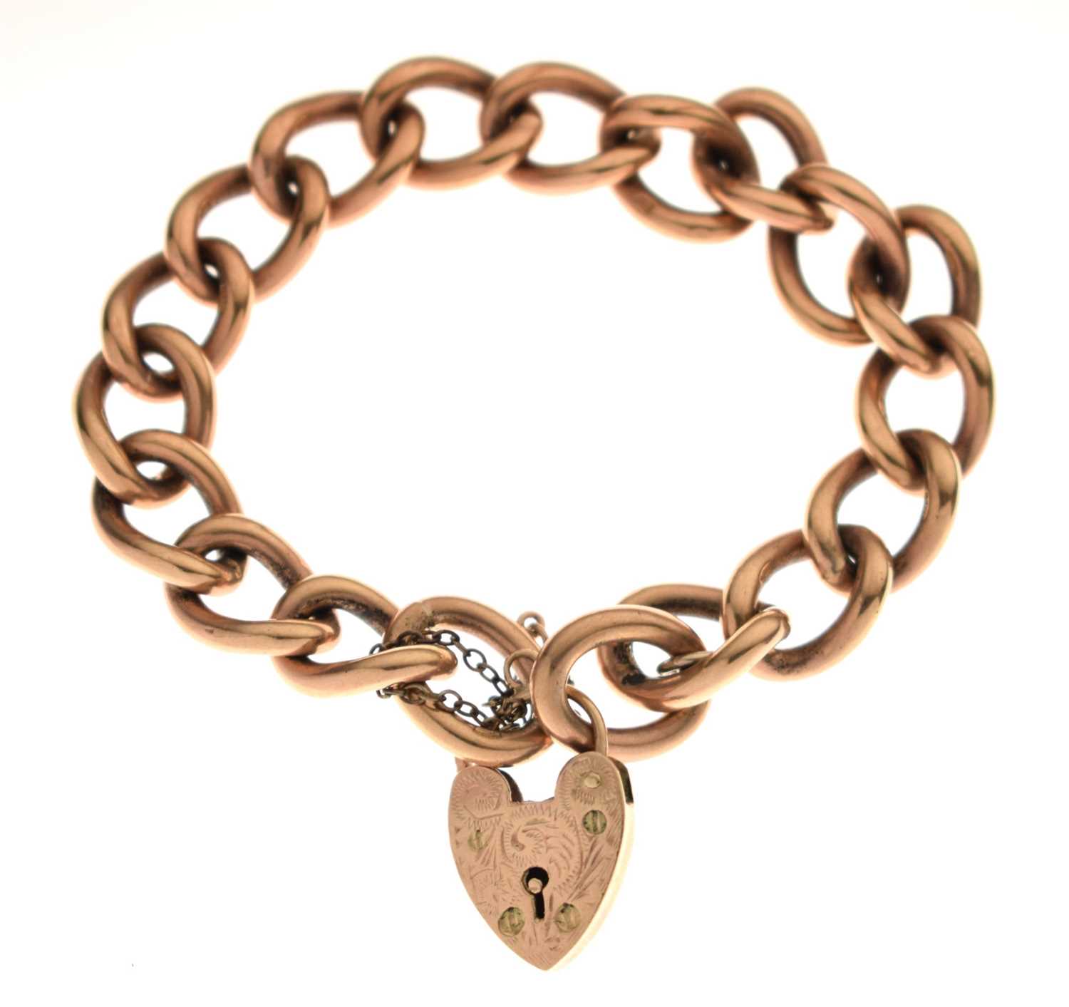 Lot 49 - Yellow metal curb link bracelet of heavy gauge, 49.5g approx