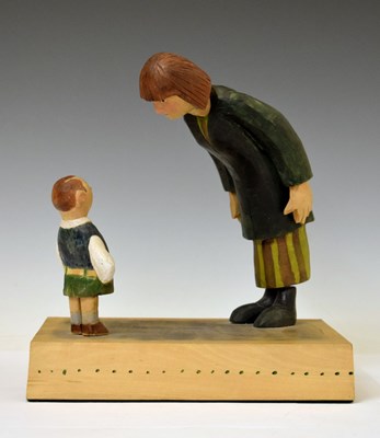 Lot 463 - John Butler R.W.A. (b. 1947) - Painted lime wood figure group - 'A Confrontation'