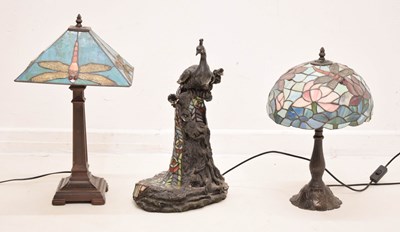 Lot 546 - Three Tiffany-style lamps
