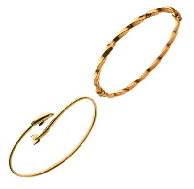 Lot 191 - Two yellow metal bangles